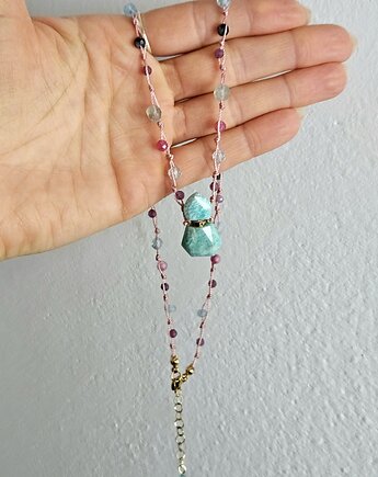 Naszyjnik N55  Perfumetka, amazonit, Trawelerka