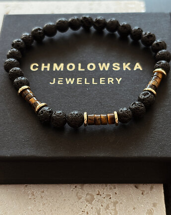 Bransoletka Męska Lawa  i Tygrysie oko, Chmolowska Jewellery