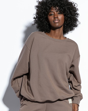 Bluza damska crewneck F1809 Brązowa, FOBYA
