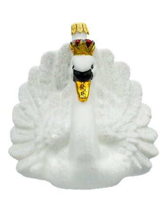 Bombka choinkowa: Królewski Łabędź w koronie: biały, Syn Bombkarza