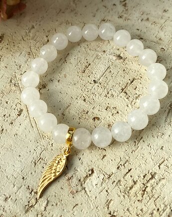 Bransoletka jadeity mleczne- srebro 925 pozłacane, Coccola JEWELLERY