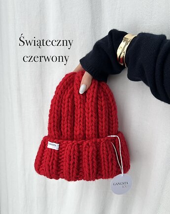 Czapka Nordic 100% wełna *świąteczny czerwony*, GANGSTA KNIT