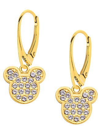 Kolczyki pozłacane z myszką miki z kryształkami  Swarovski, MYNESS