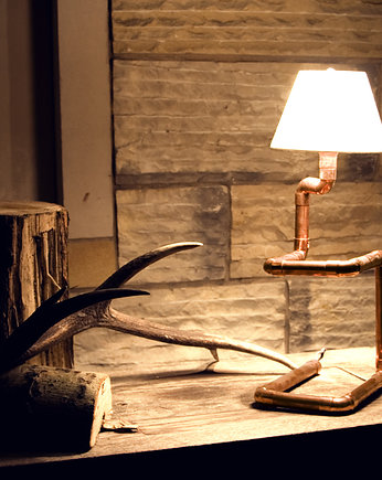 Miedziana lampa stołowa z rurek SNAKE, GIE EL