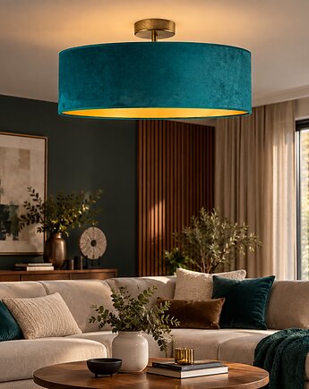 Duża lampa sufitowa do salonu z czarnym abażurem WENECJA VELUR fi - 60 cm, LYSNE