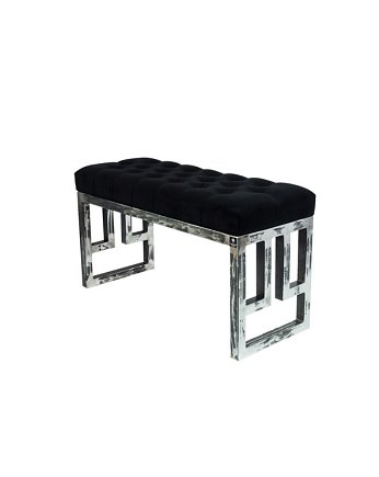Ławka Metalowa Loft Siedzisko Pikowane Czarny LPM-16, EMRA WOOD DESIGN
