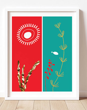 Autorski plakat, rośliny podwodne, Dekorando