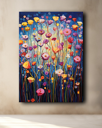 Polne tulipany - Plakat - Olej, Boho, Abstrakcja, Black Sapphire Art