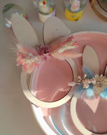 Zawieszka zajączek  z różowymi suszonymi kwiatami, Fiori di Antonietta
