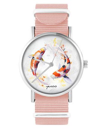 Zegarek - Karpie Koi - brzoskwiniowy róż, yenoo