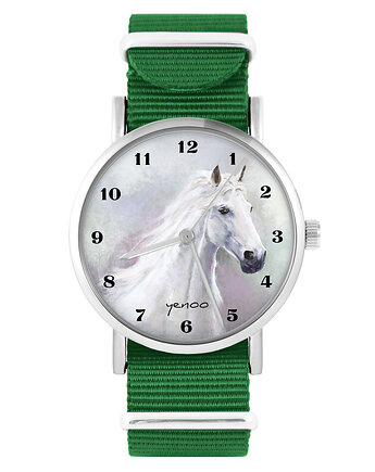Zegarek - Biały koń - zielony, nylonowy, yenoo