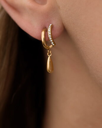Złote kolczyki wiszące łezki z cyrkoniami ze stali chirurgicznej premium Para, Paraiso