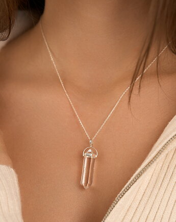 Naszyjnik z dużym kamieniem kryształem górskim- srebro 925, Coccola JEWELLERY