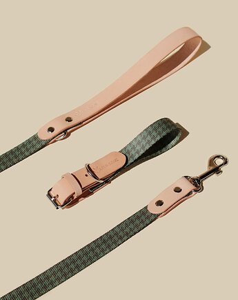 Smycz miejska Green Pepit / Nude Leather, Rufus Szyje
