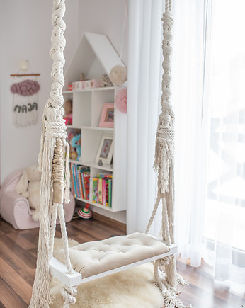 Stylowa huśtawka LARGE 70CM na linach dla dzieci, OhSwing