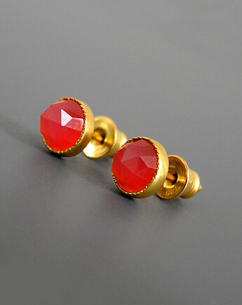 Kolczyki z karneolem, srebro pozłacane, Pastelove Jewelry