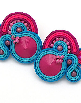 Fuchsiowe małe kolczyki soutache, Cardioceras