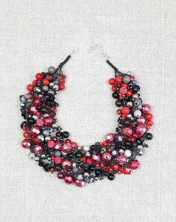 6986 Ręcznie pleciony naszyjnik Ogień i Noc, kama4you