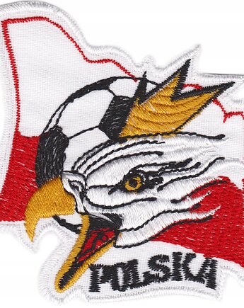 Naszywka naprasowanka ORZEŁ Z FLAGĄ termo haft POLSKIE 7,5x7,8cm, Wyszywane