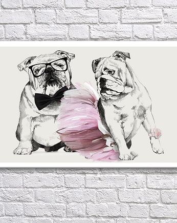 OBRAZ NA PŁÓTNIE -  100x70cm LOVE BULLDOG, LUdesign gallery