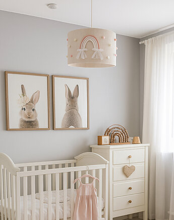 Lampa dziecięca tęcza, pomponiki, pastele, Boholine