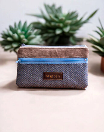 Beżowo-niebieski portfel, raspberi