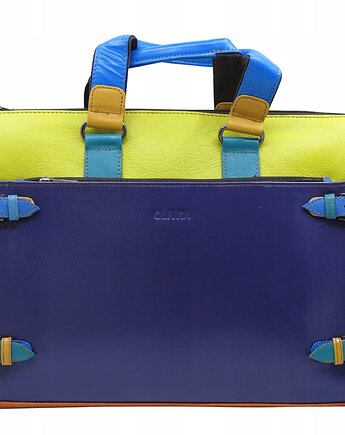 Skórzana aktówka damska pojemna miejsce na laptop, kieszenie eko OLIVKA, Olivka Warsaw