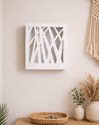 Skrzynka na klucze NATURA - drewniana, biała, Silva Drewniane Dekoracje