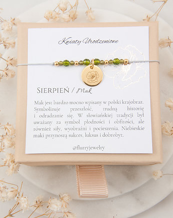 Sierpień / Mak Bransoletka z Kwiatem urodzeniowy, Flurry 
