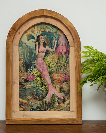 MORSKA, RUSTYKALNA DEKORACJA ŚCIENNA, SYRENKA, VINTAGE, Retro Styl, ORNAMENTI