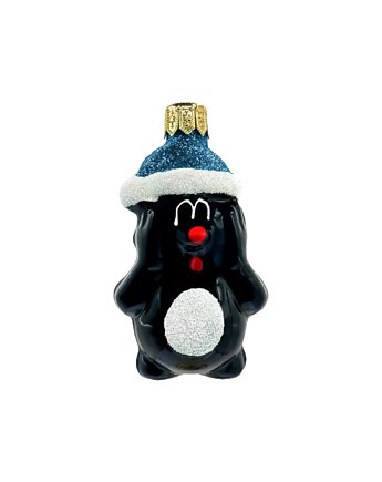 Bombka choinkowa: Krecik w czapce Świętego Mikołaja: niebieski, Syn Bombkarza