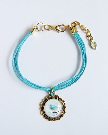 Bransoletka - Turkusowy ptak - niebieska, złota, yenoo