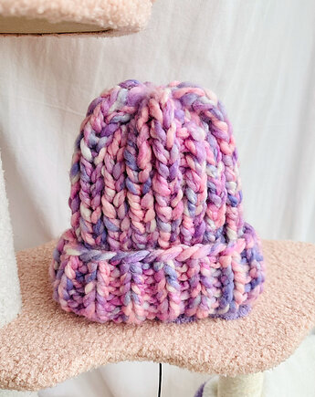 Gruba wełniana czapka beanie kolorowa ombre włóczka handmade, GANGSTA KNIT