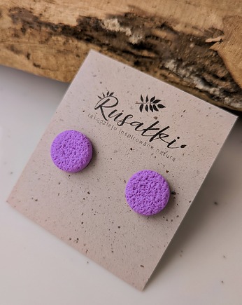 Fioletowe kolczyki sztyfty kropki, liliowa biżuteria minimalistyczna, Dary Rusałki