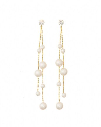 Kolczyki Perłowe łańcuszki, Kulka Bransoletki