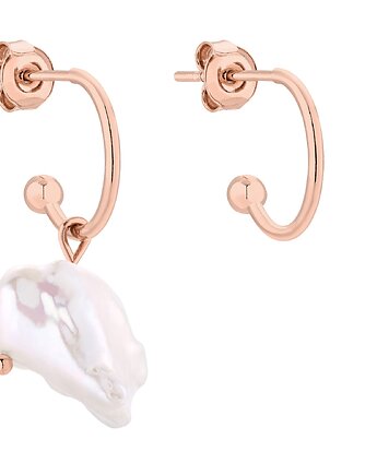 Asymetryczne kolczyki z różowego złota z naturalną perłą, SOTHO