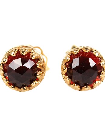 Kolczyki złote sztyfty Petite z granatem, Blooming Stones