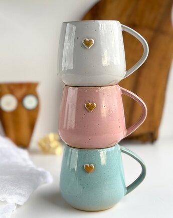 3 x Kubek ceramiczny z sercem - Kolorowe serca, Ceramika Tyka