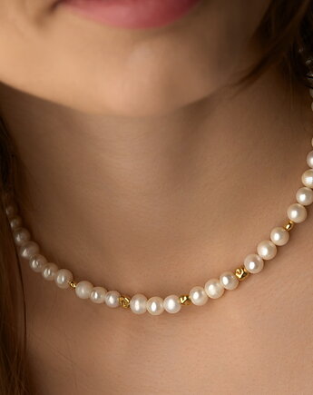 Choker naszyjnik perły naturalne- srebro 925 pozłacane, Coccola JEWELLERY