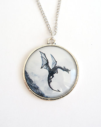 Medalion, naszyjnik - Czarny smok - prosty, yenoo