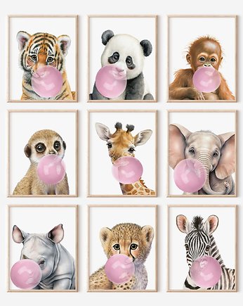 Dziewięć Plakatów Safari z gumą balonową  P127, OSOBY - Prezent dla dziecka