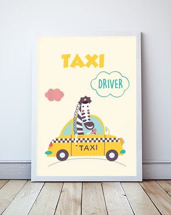 PLAKAT dla chłopca Autko, Taxi, Zebra, Wallie Studio Dekoracji