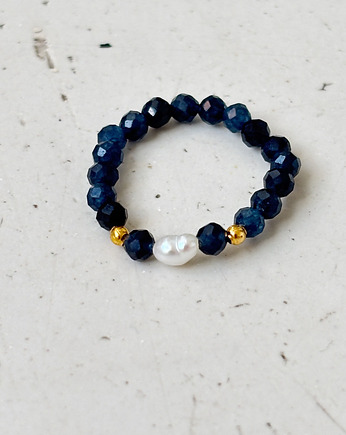 Pierścionek elastyczny Szafir i Perła, Chmolowska Jewellery
