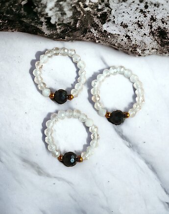 Pierścionek :: turmalin, kryształ górski, kaktusia