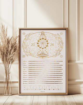 Kalendarz Faz Księżyca 2026 - Plakat Beige format 40x50cm, Wonder Tones