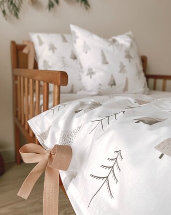 Pościel świąteczna dla dzieci 140x200 cm / 70x80 cm - choinki scandi, Bo.