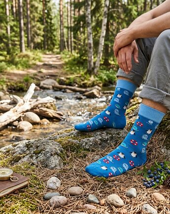 Kolorowe skarpetki w wielorybki, foki i pingwiny, 4LCK