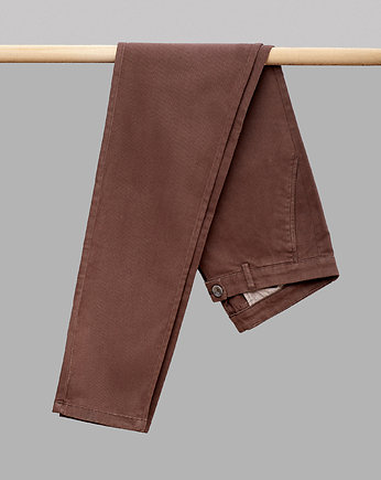 spodnie męskie teramo brązowe o kroju slim fit, BORGIO
