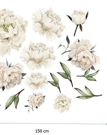 Zestaw naklejek ściennych Białe Peonie 140, Bajkowe Wnetrza