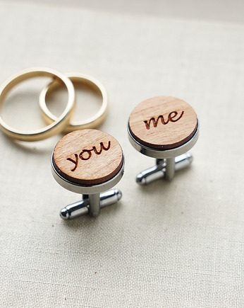 Eleganckie spinki mankietowe z drewna - you & me, MOOD for WOOD